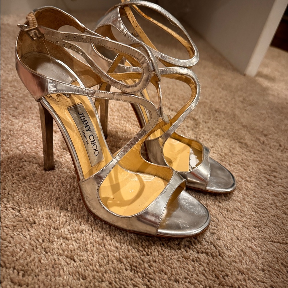 Jimmy Choo Metallic Strappy Heels